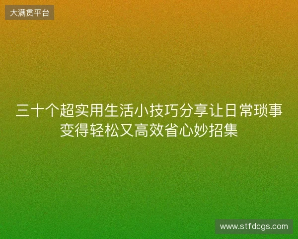 三十个超实用生活小技巧分享让日常琐事变得轻松又高效省心妙招集 三十个超实用生活小技巧分享让日常琐事变得轻松又高效省心妙招集